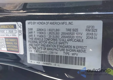 2020 Acura Rdx A-Spec Package из США, поврежденный, VIN 5J8TC2H6XLL036114